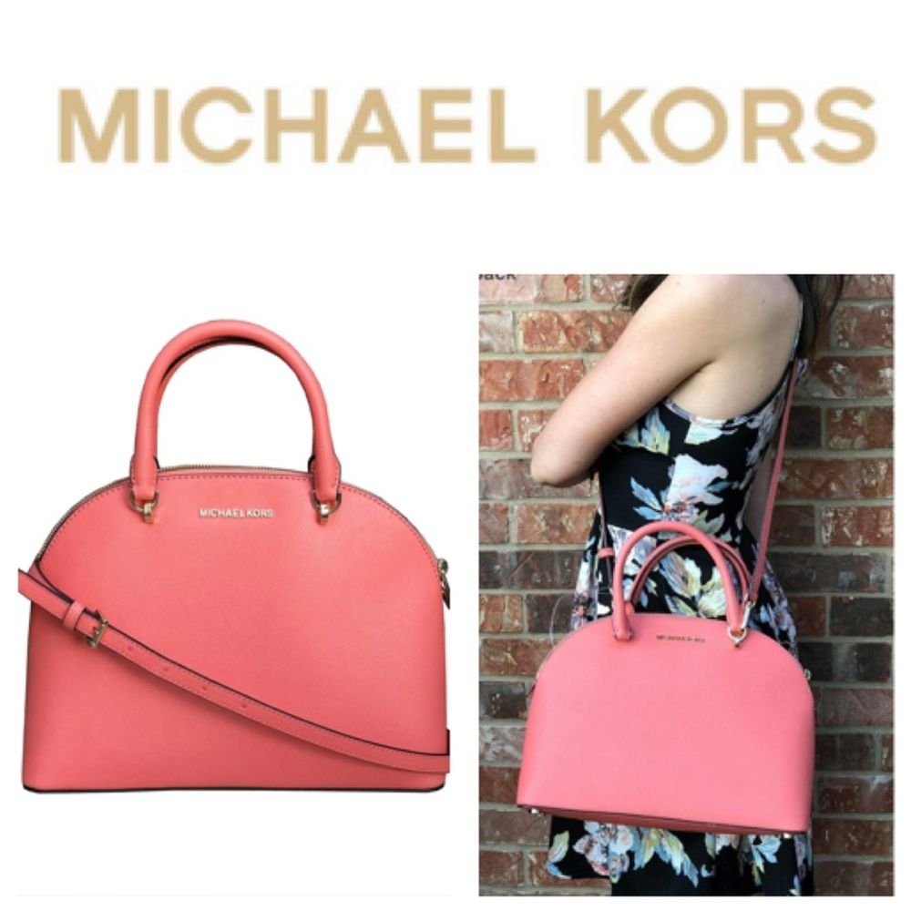 Michael Kors Dome leather satchel in ‘grapefruit’